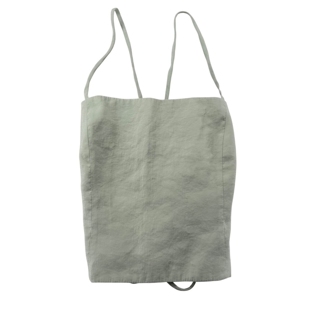 Zara Women Medium Sage Green Lace Up Back Cami Top Minimalist Open Back Tank